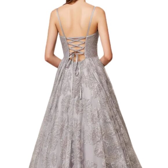 NWT J'Adore Dresses J18022 Prom Dress Gunmetal Size 4 - Picture 3 of 8